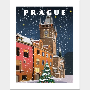 Prague, Czech.Retro travel poster Posters and Art